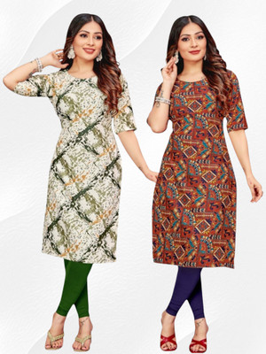 Nitya Trendz Women Printed Straight Kurta(Multicolor)