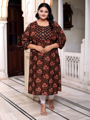 Swasti Women Printed Straight Kurta(Black)