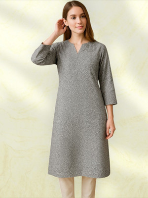 HouseOfCommon Women Self Design A-line Kurta(Grey)