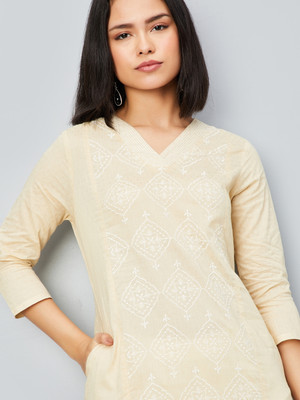 MAX Women Printed A-line Kurta(Beige)