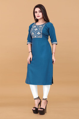 Jayshree Fab Women Embroidered A-line Kurta(Blue)