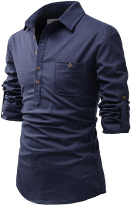 UNIFAV Men Solid Straight Kurta(Dark Blue)