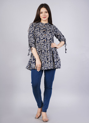 deepcreek Casual Floral Print Women Blue Top