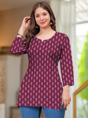 Faira fashion Casual Floral Print Women Maroon Top