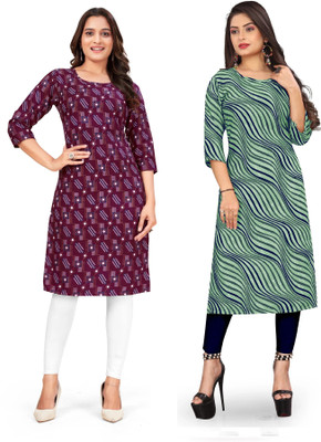 deshmi fashion Women Printed Straight Kurta(Multicolor)