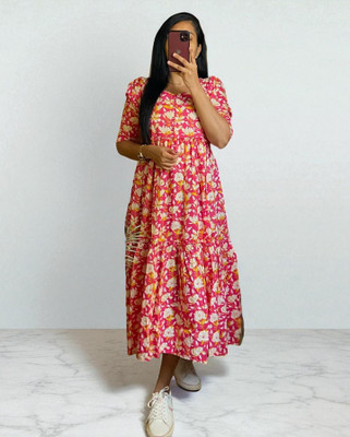 NAV Women Printed A-line Kurta(Multicolor)