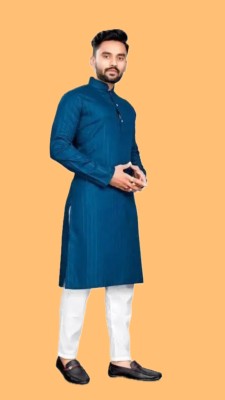 VINAARI Men Solid A-line Kurta(Blue)