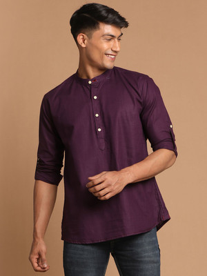 VASTRAMAY Men Solid Straight Kurta(Purple)