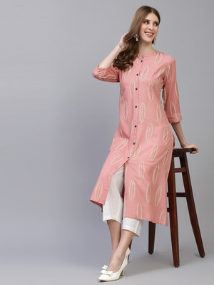 Stylum Women Printed A-line Kurta(Purple)