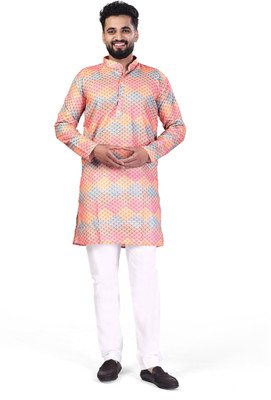 ranpariya group Men Geometric Print A-line Kurta(Multicolor)