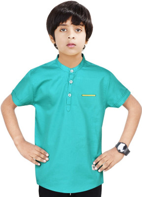 MADE IN THE SHADE Boys Solid Straight Kurta(Light Green)