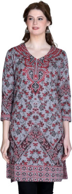 IRA CHOICE Women Printed A-line Kurta(Grey)
