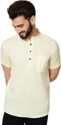 CYCUTA Men Solid Straight Kurta(White)