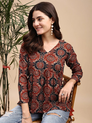 Youthnic Party Printed Women Brown Top