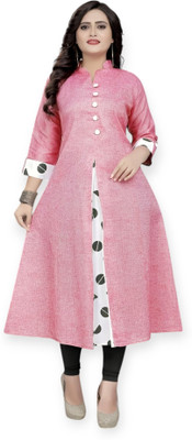 U CREATION Women Printed Straight Kurta(Pink)