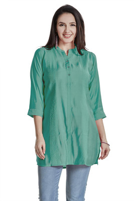 Nioni Women Solid Straight Kurta(Green)