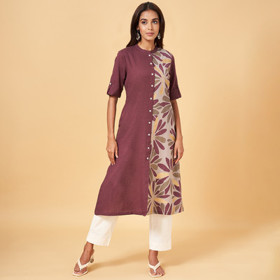 Rangmanch by Pantaloons Women Printed A-line Kurta(Maroon)
