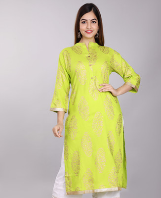SUBH LAXMI Women Printed Flared Kurta(Green)