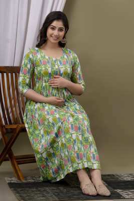 Akshara Fashion Women Fit and Flare Multicolor Midi/Calf Length Dress