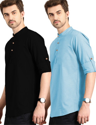 Univibe Men Solid Straight Kurta(Light Blue)