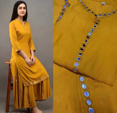 HELWIN DESIGNER Women Solid A-line Kurta(Yellow)