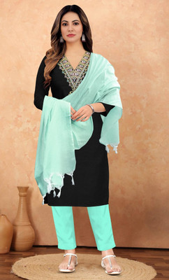 KURANIYA CREATION Women Embroidered A-line Kurta(Black)