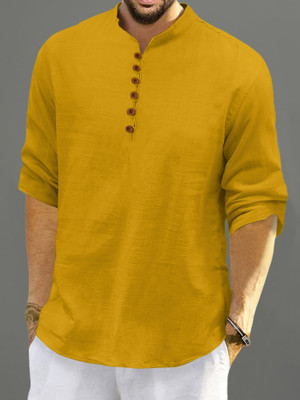 ROYAL SCOUT Men Solid Straight Kurta(Yellow)