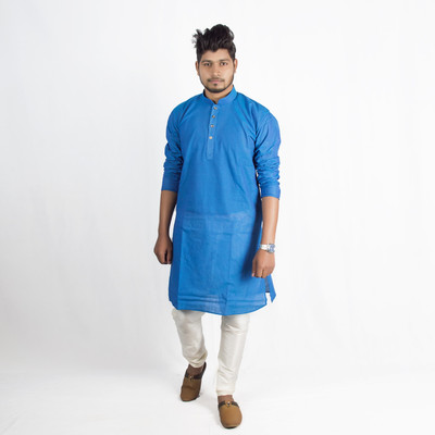 Full Stop Apparel Men Solid Straight Kurta(Dark Blue)