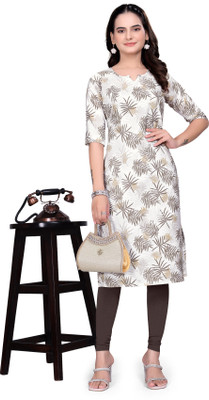 ENTERPRISEVK Women Printed Straight Kurta(Brown)