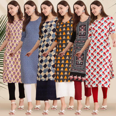 1 Stop Fashion Women Printed A-line Kurta(Multicolor)