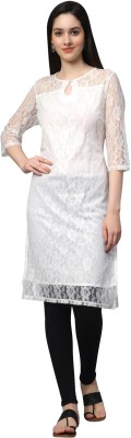 NUEVOSDAMAS Women Printed Straight Kurta(White)