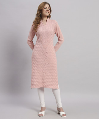 ZEPPI Women Self Design Straight Kurta(Pink)