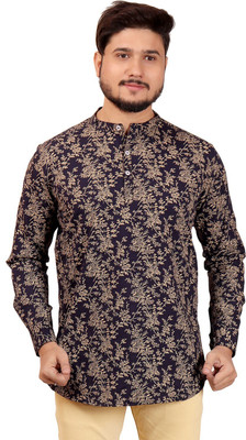 MADE IN THE SHADE Men Self Design Straight Kurta(Dark Blue)