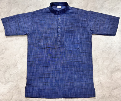 R N Enterprises Men Self Design Straight Kurta(Dark Blue)