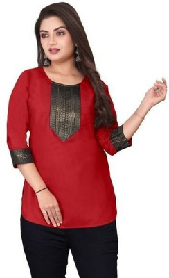 AAI MOGAL Women Solid Straight Kurta(Red)