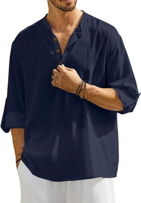 Amrit Trending Men Solid Straight Kurta(Dark Blue)