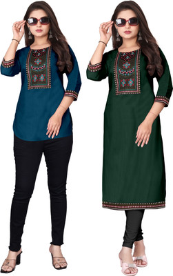 FSR Women Solid A-line Kurta(Multicolor)