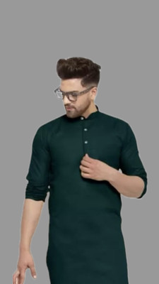 VINAARI Men Solid A-line Kurta(Dark Green)