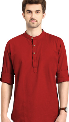 Univibe Men Solid Straight Kurta(Red)