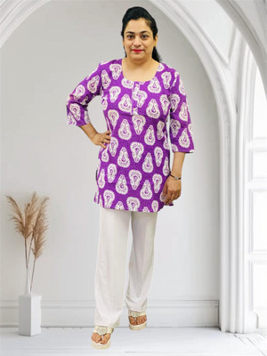 Saira Sonic Women Printed Straight Kurta(Purple)
