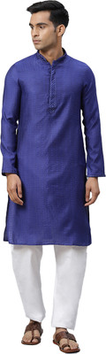 Manthan Men Self Design Straight Kurta(Blue)