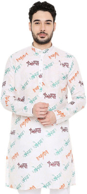 MAHARAJA Men Printed Straight Kurta(White)