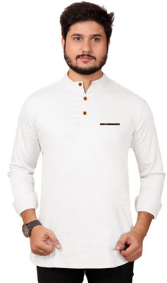 MADE IN THE SHADE Men Self Design Straight Kurta(White)