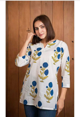 HouseOfCommon Women Colorblock Flared Kurta(White)