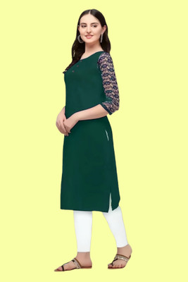 Coft Women Solid A-line Kurta(Green)
