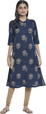 Rangmanch by Pantaloons Women Printed A-line Kurta(Dark Blue)