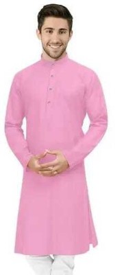 shrisa creation Men Solid A-line Kurta(Pink)