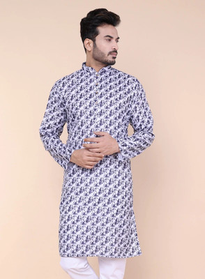 W & G Men Geometric Print Ethnic Dress Kurta(Multicolor)