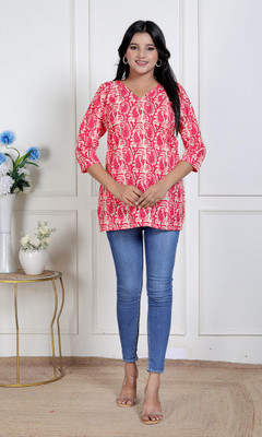 Clarity Collection Women Printed Straight Kurta(Red)