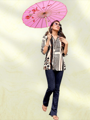 ABHI FAB Women Printed Straight Kurta(Brown)